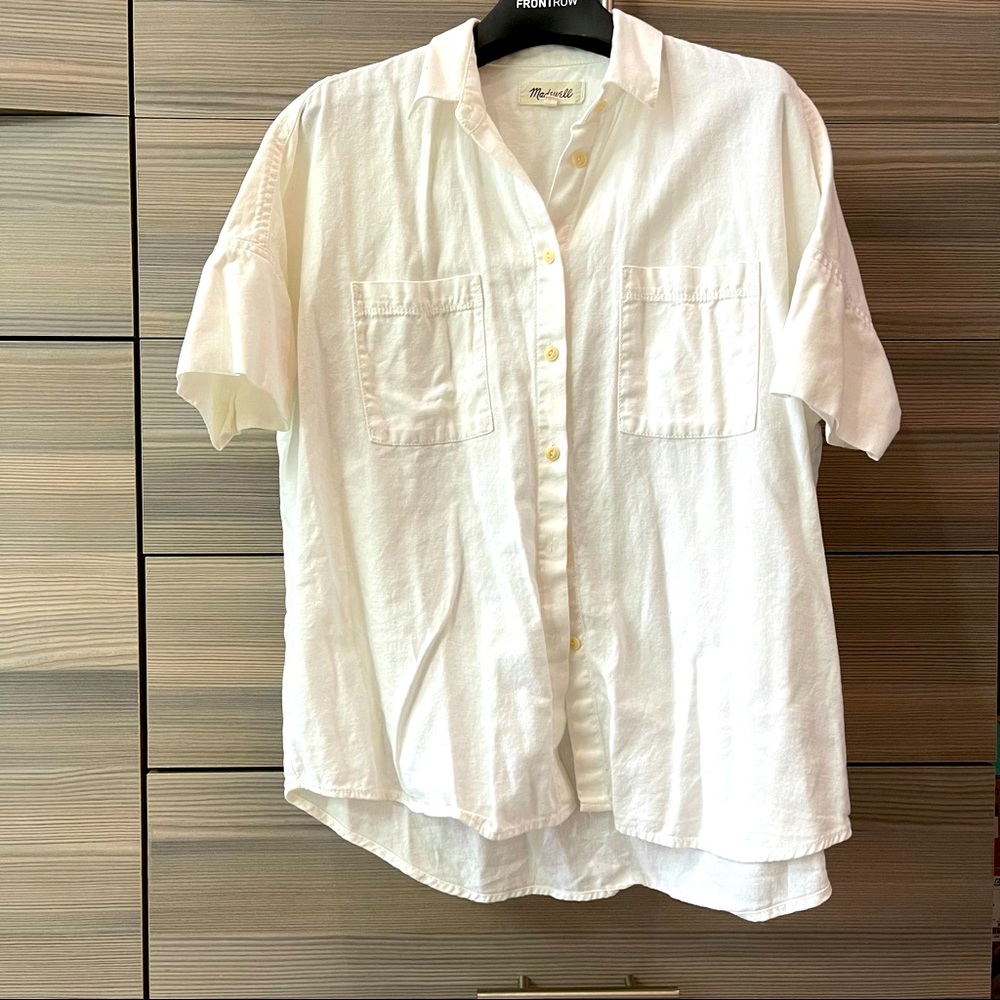 Madewell white short-sleeve shirt